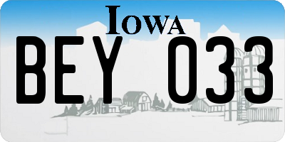 IA license plate BEY033