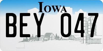 IA license plate BEY047