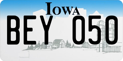 IA license plate BEY050