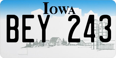 IA license plate BEY243