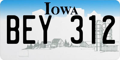 IA license plate BEY312