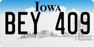 IA license plate BEY409