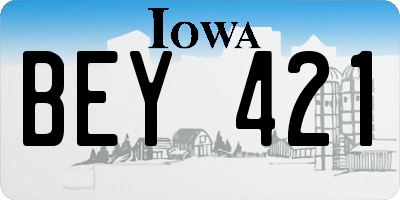 IA license plate BEY421