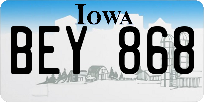 IA license plate BEY868