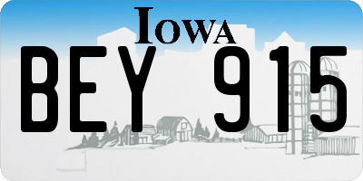 IA license plate BEY915