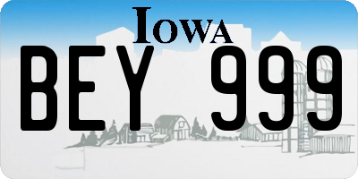 IA license plate BEY999