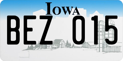 IA license plate BEZ015