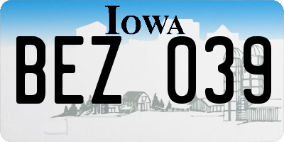 IA license plate BEZ039