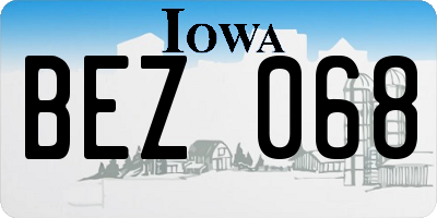 IA license plate BEZ068