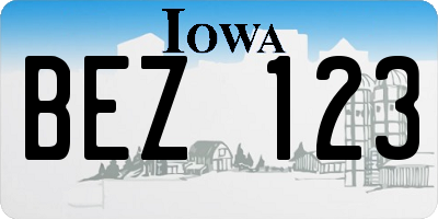IA license plate BEZ123