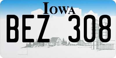 IA license plate BEZ308