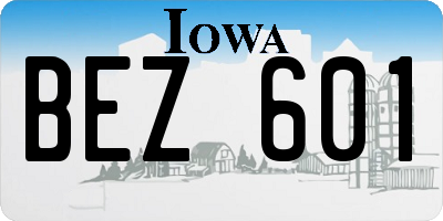 IA license plate BEZ601