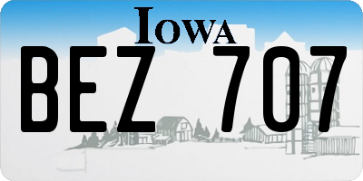 IA license plate BEZ707