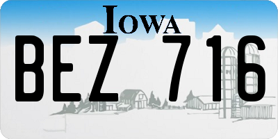 IA license plate BEZ716