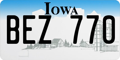 IA license plate BEZ770