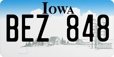 IA license plate BEZ848