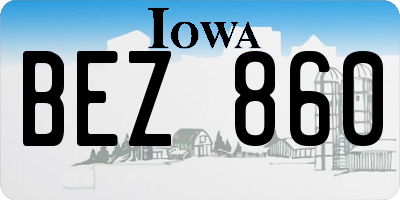 IA license plate BEZ860