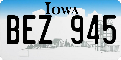 IA license plate BEZ945