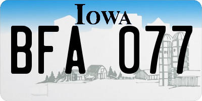 IA license plate BFA077