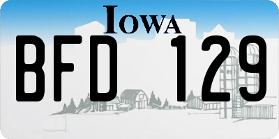IA license plate BFD129