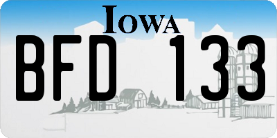 IA license plate BFD133
