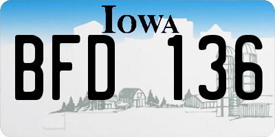 IA license plate BFD136
