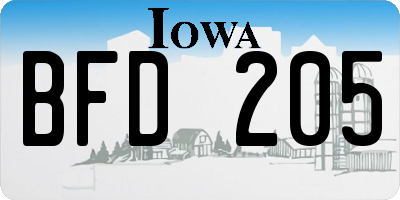 IA license plate BFD205