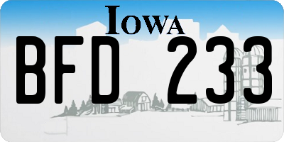 IA license plate BFD233
