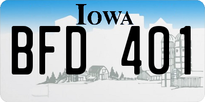 IA license plate BFD401