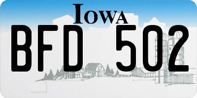 IA license plate BFD502