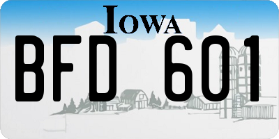 IA license plate BFD601