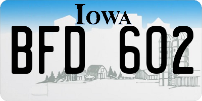 IA license plate BFD602