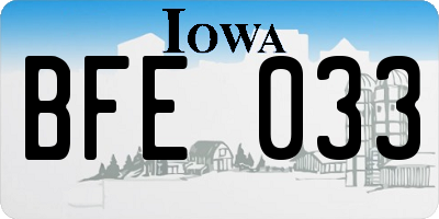 IA license plate BFE033