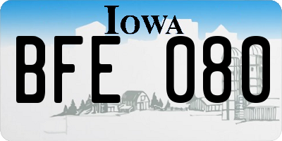 IA license plate BFE080