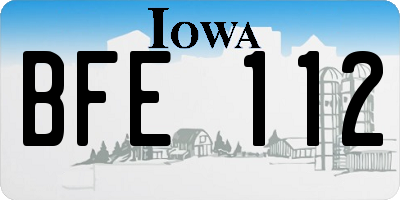 IA license plate BFE112