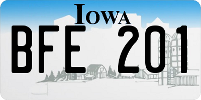 IA license plate BFE201