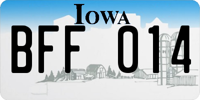 IA license plate BFF014