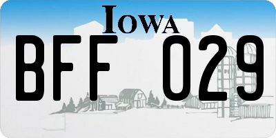 IA license plate BFF029