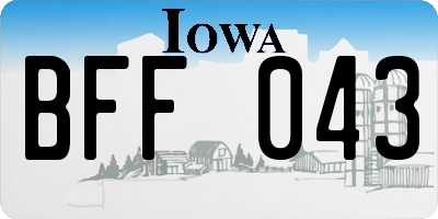 IA license plate BFF043