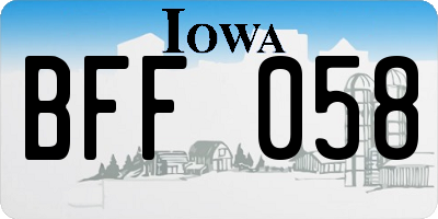 IA license plate BFF058