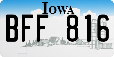 IA license plate BFF816