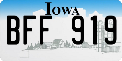 IA license plate BFF919