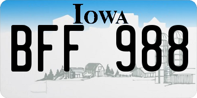 IA license plate BFF988