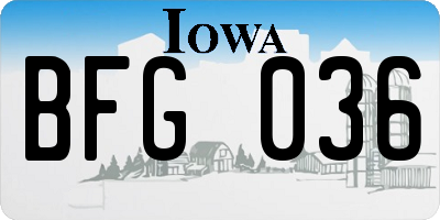 IA license plate BFG036