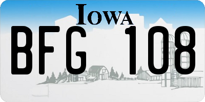 IA license plate BFG108