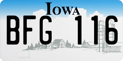 IA license plate BFG116