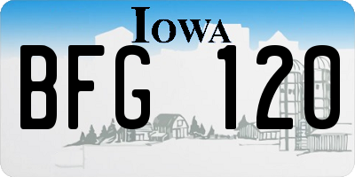 IA license plate BFG120