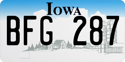 IA license plate BFG287