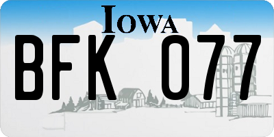 IA license plate BFK077