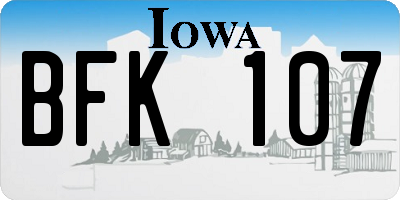 IA license plate BFK107